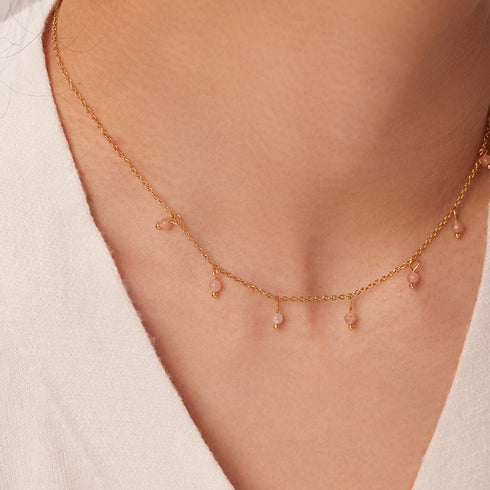 Halsband Pink Stone Millet Bead